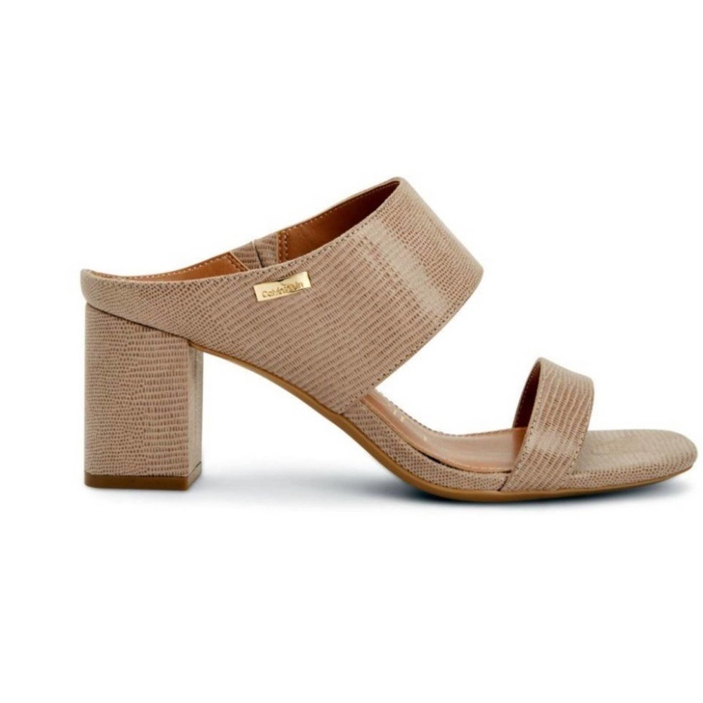 CALVIN KLEIN Cirella Women’s Nude Block Heel Dress Sandal Mule Size 9,5   #66